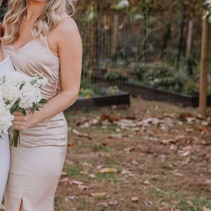 Revelry Rory Satin Bridesmaid Dress Gold Champagne 703